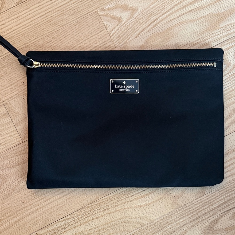 Kate Spade Black Cosmetic Bag with Gold Accents